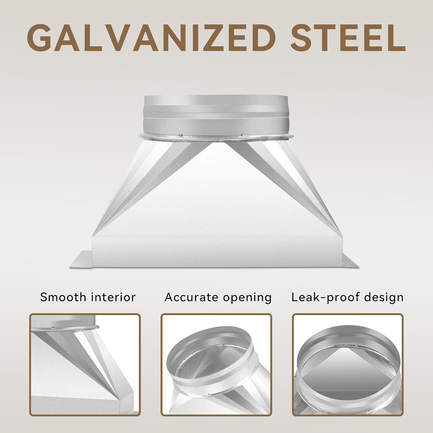 3-1/4" x 10" to 5" Round Galvanized Duct Transition | Rectangular to Round HVAC Vent Adapter for Range Hood, Microwave Exhaust, Dryer Vent & Industrial Ducting | Heavy-Duty Galvanized Transition