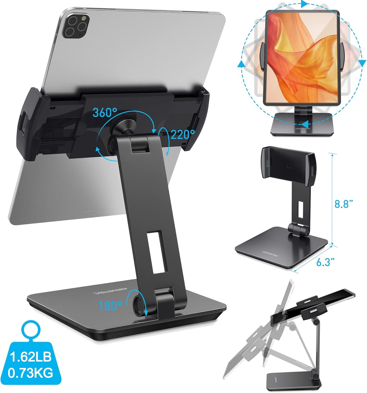 AboveTEK Business Kiosk Aluminum Tablet iPad Stand for Any 4-14" Display Tablets Bundle with Retail Kiosk iPad Stand for Any 6"-13" (Diagonal) Devices