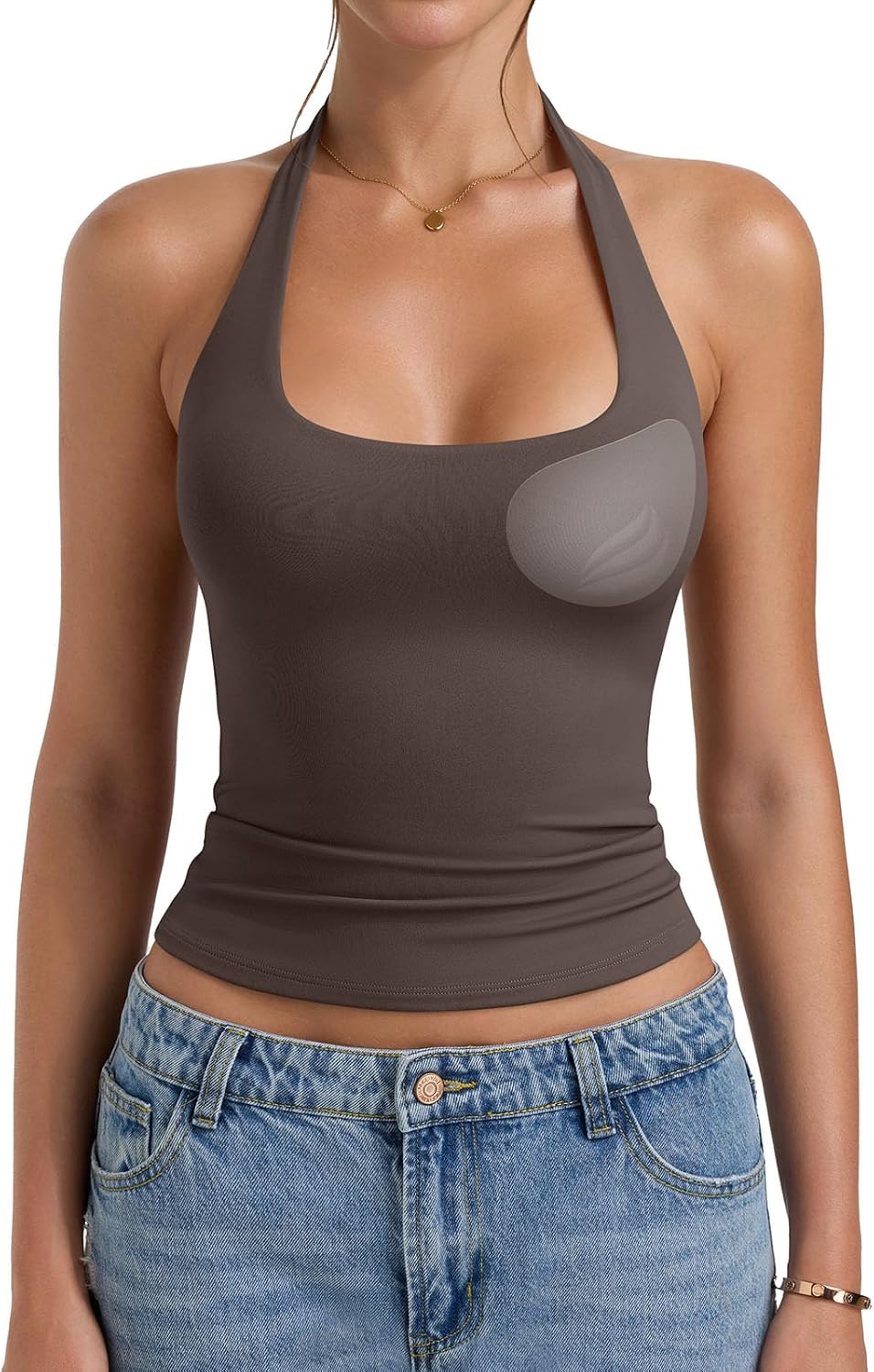 PINKMSTYLE Womens Padded Halter Tops Double Lined Sleeveless Built in Bras Backless Y2K Clothes Going Out Tops - Image 2