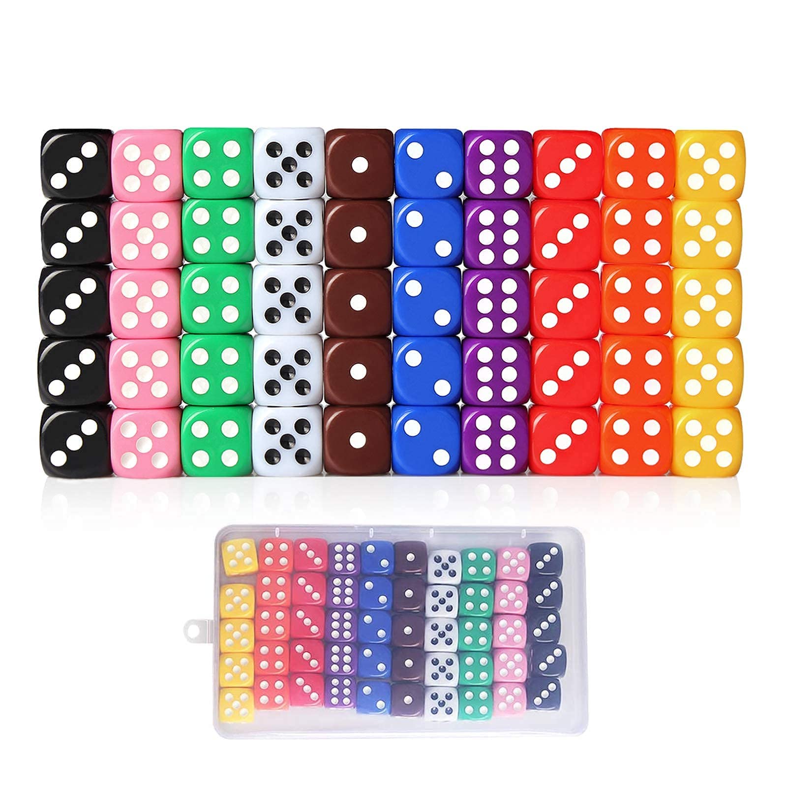 50 Pezzi Dadi da Gioco Colori Dadi per enzi, Farkle, Yahtzee, Bunco or Insegnare i Matematici…
