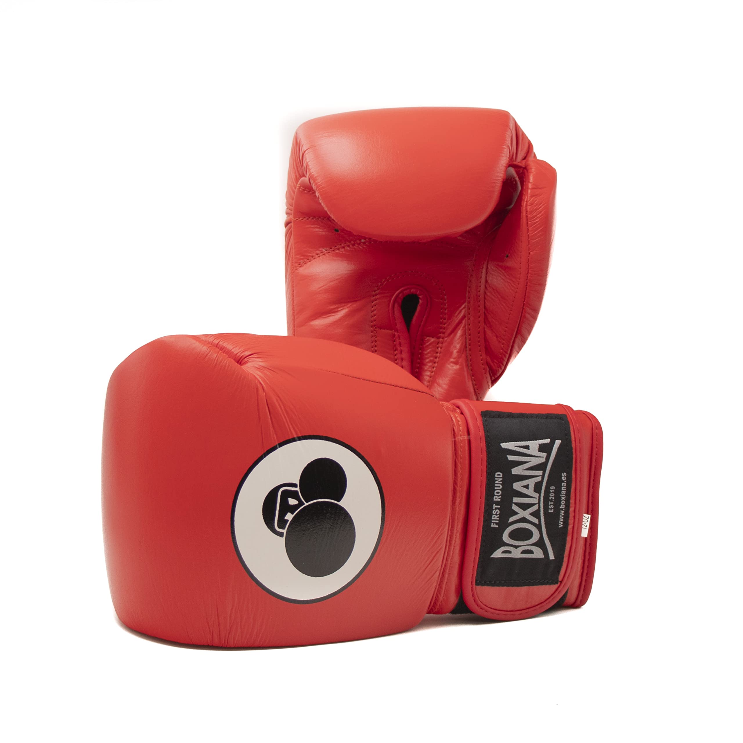 Guantes de Boxeo de Piel Natural para Entrenamiento y Sparring Modelo, First Round Red, 14 Oz