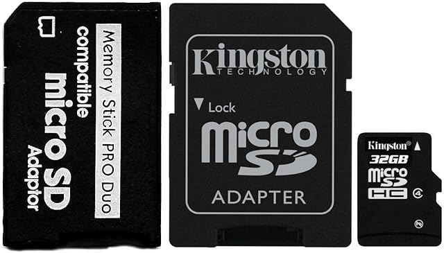 32GB Micro SD Memory Card with MS PRO DUO Memory Stick Adapter For Digital Cameras, Mobile Phones, Video Games By UkMobileAccessories