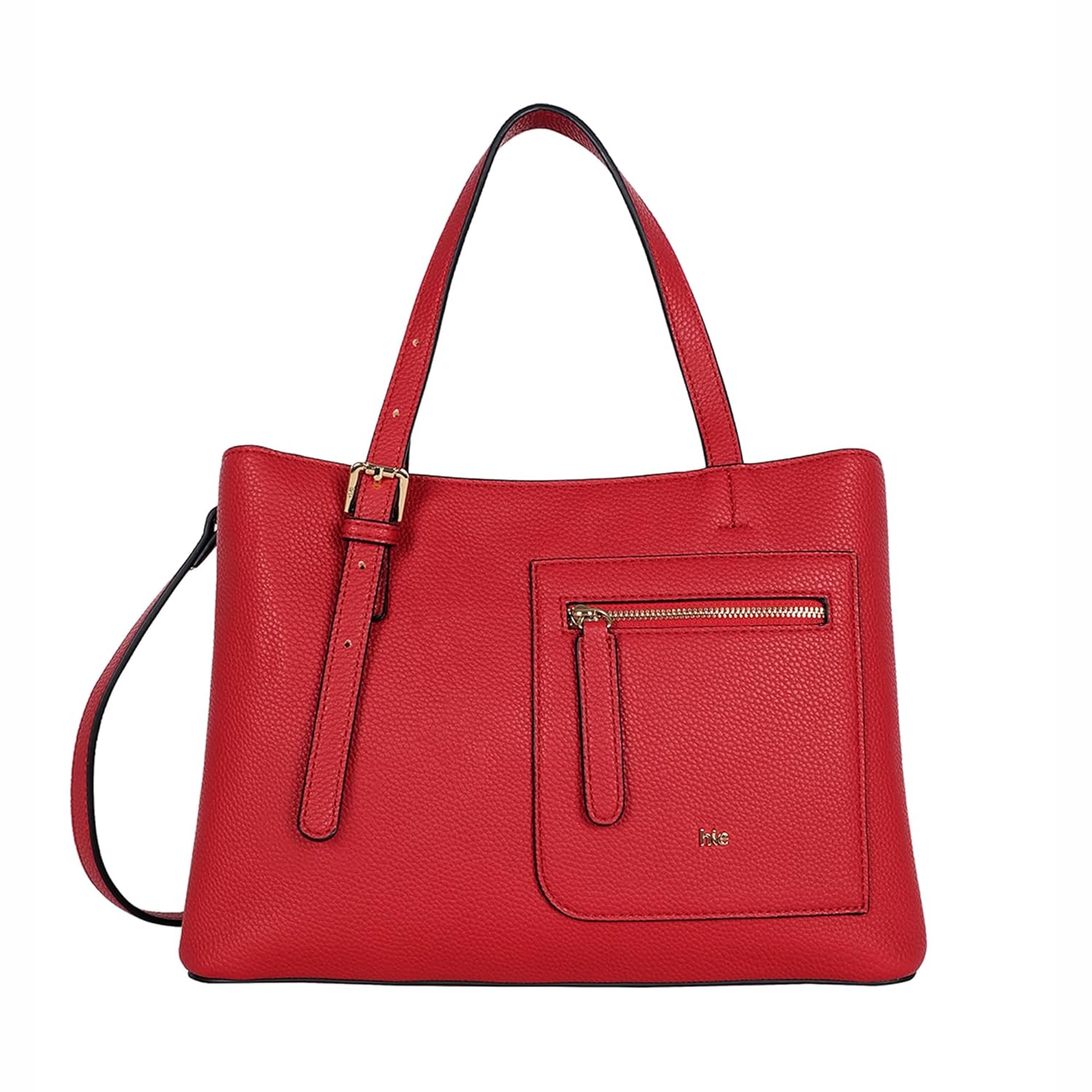 HIE Ranya Vegan Leather Satchel – Stylish Women’s Handbag with Detachable Strap, Multiple Compartments | Gold Zippers & Versatile Carrying Options, Perfect for Work and Office Use.