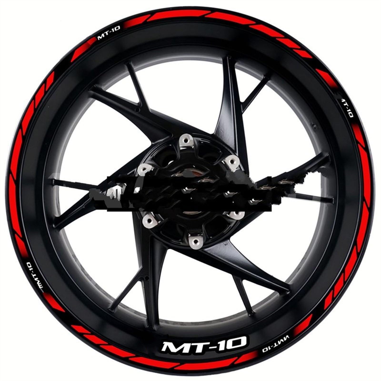 Motorcycle Front and Rear Tire Waterproof Sticker Reflective Stripe Rim Set Decal for Yamaha MT-10 Mt10 Decorative(Color10)