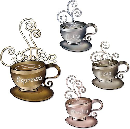4 letreros de metal para taza de café para pared, cocina, decoración de pared, decoración de pared, cafetería, cafetería, tienda, hogar, cocina,