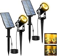 Vista 15 de T-SUNUS Luces Solares de Jardín Tipo Foco, Luz LED Solar para Paisajismo Exterior IP65 Impermeable Cable de 9.8 pies, Panel Solar Separado
