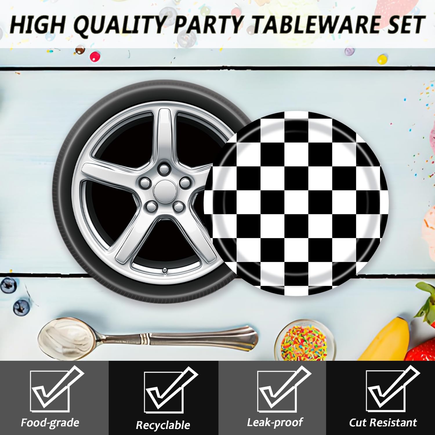 60 Pcs Racing Car Paper Plates and Napkins Race Car Birthday Party Plates Supplies Disposable Dinner Dessert Tableware Decorations for Boys Birthday Race Themed Kids Truck Party Serve 20 Guests image 3