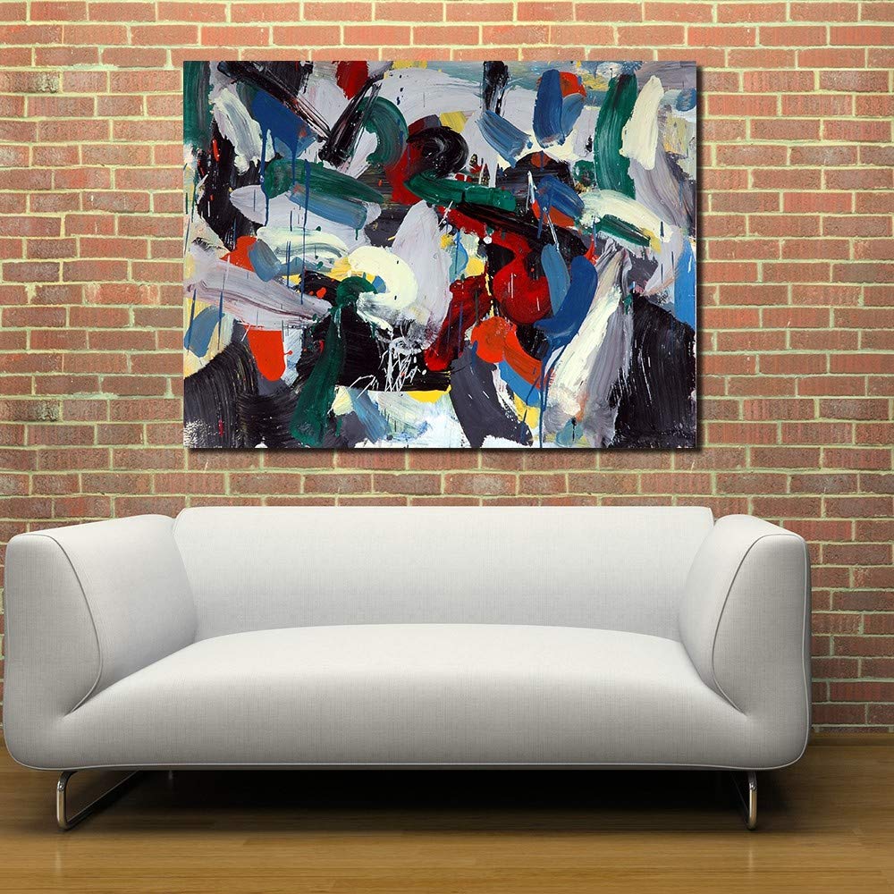 XIAOXINYUAN 100% Handpainted Red Black Abstract Oil Painting Modern Wall Art Pictures For Living Room Home Decoration 60×90Cm