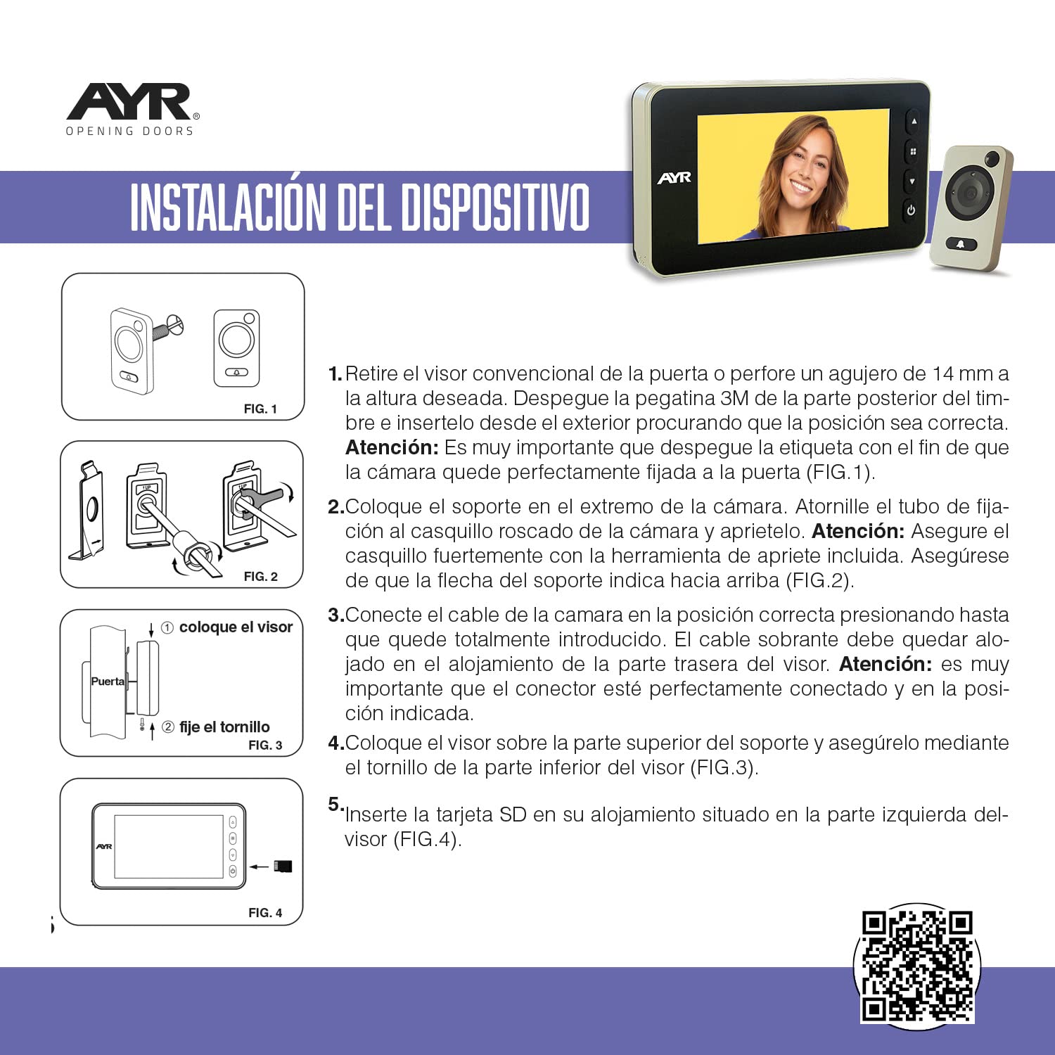 Mirilla Digital grabadora AYR 755 Acabado níquel Mate.