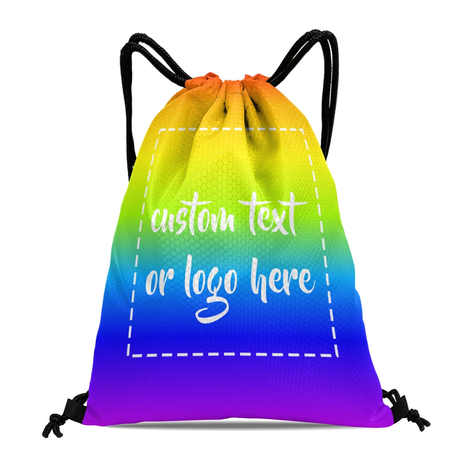 Custom Drawstring Bags with Logo Name Text Oxford Cloth Personalized Drawstring Backpack Waterpoof Customized Drawstring Pockets Cinch Sack for Gym, Outdoor, Indoor, Sports, 1 Pack