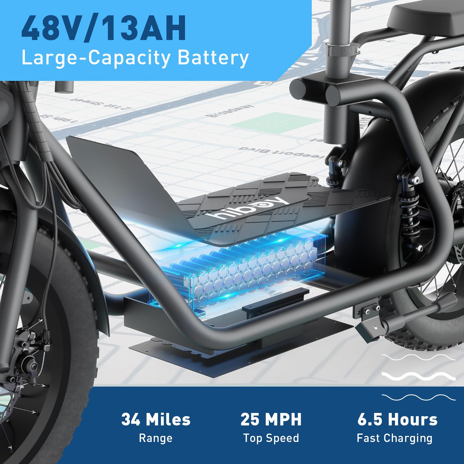 Hiboy Electric Scooter for Adults with Seat & Basket, 810W Motor, 25MPH, 34mi Range, 16" All-Terrain Tires (Snow/Mud), Dual Disc Brakes, UL2272 - 3-in-1 Commuter/Shopping/Off-Road E-scooter