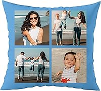USA Made Custom Photo Collage Pillow 16x16 - Personalized Throw Pillow for Grandparents, Couples, Pets & Kids Gifts