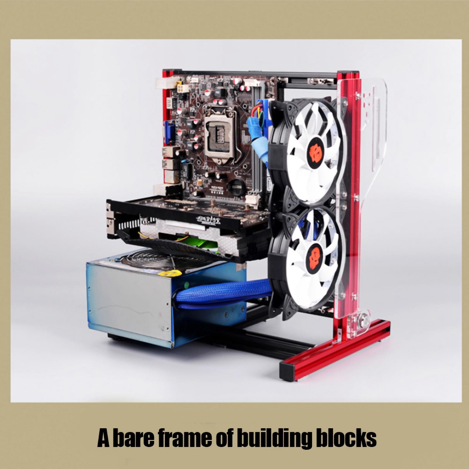 Sxhlseller Banco de Pruebas de PC de Marco Abierto |Bastidor de Chasis de Aluminio ATX M-ATX ITX para Overclocking Vertical, Carcasa de Computadora Barebone DIY con Soporte de Fuente de Alimentación
