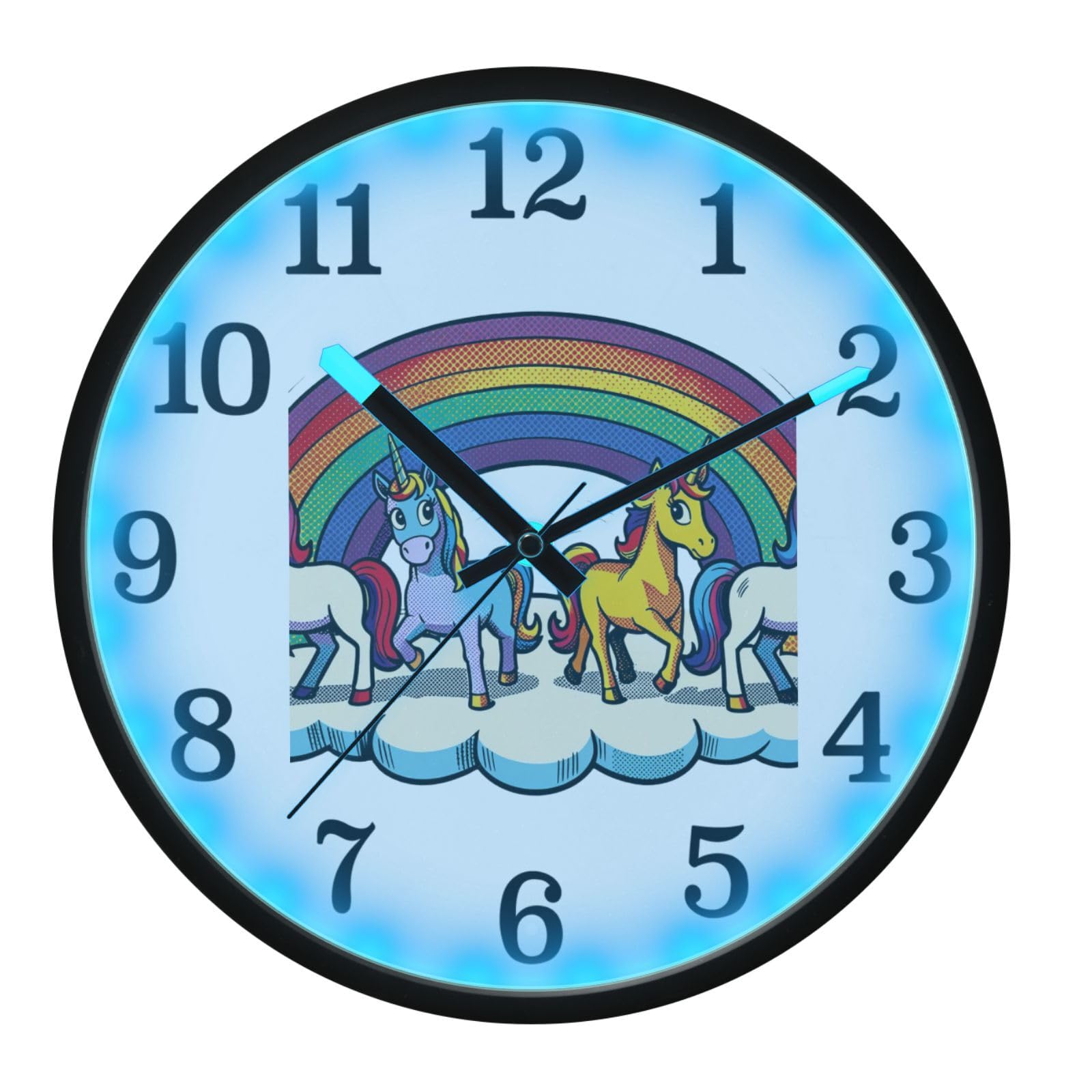 Yuiboo Horloge murale avec cornes arc-en-ciel