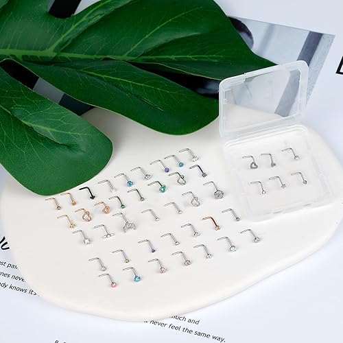 Miniatura 7 de ONESING - Aretes rectos para la nariz para mujer, calibre18-20, joyería de acero quirúrgico inoxidable, hipoalergénico, estrella de la luna