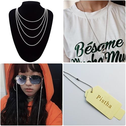 Miniatura 6 de 20 collares de cadena de cuentas de acero inoxidable de 30 pulgadas