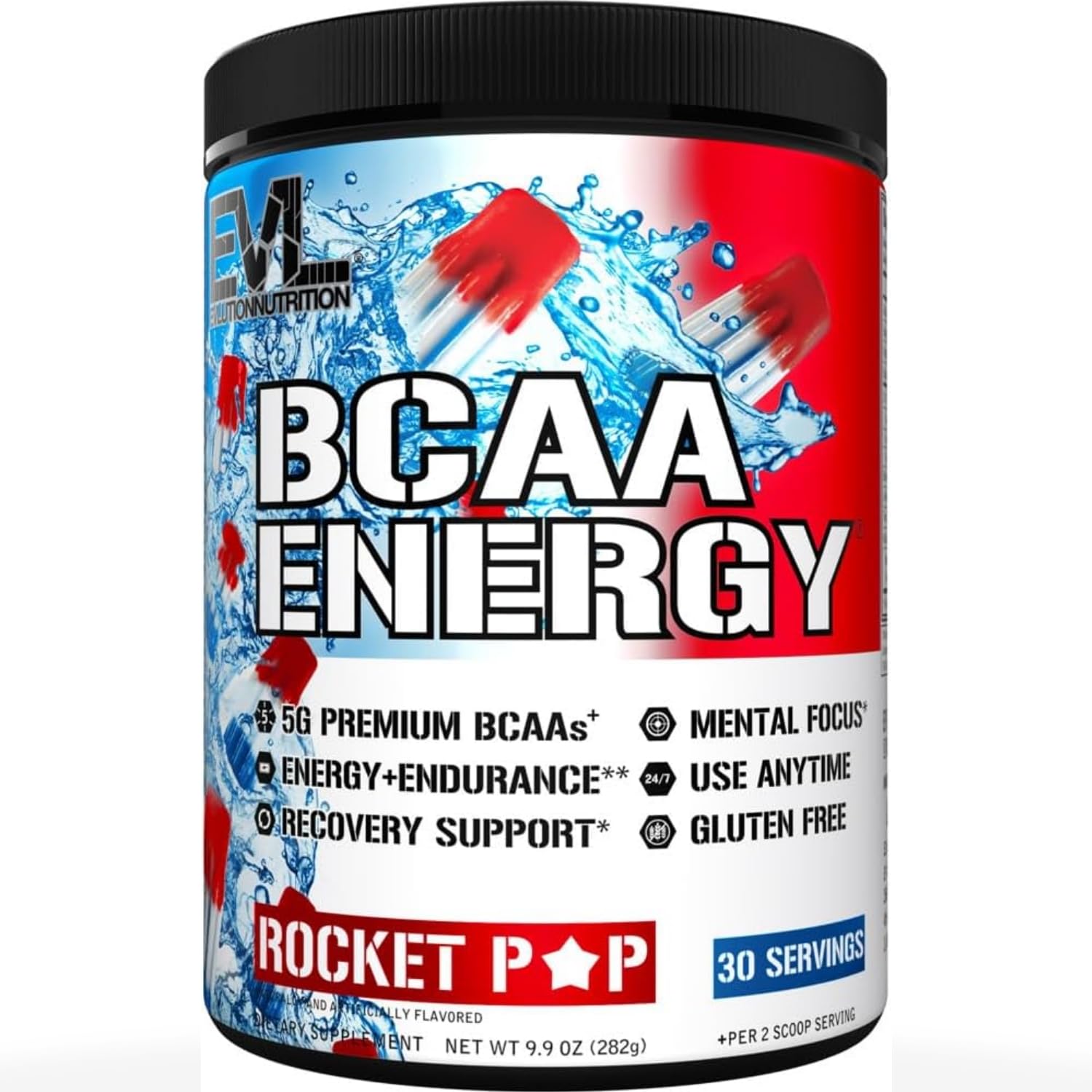 EVL BCAA Energy Amino Acids Powder with Natural Caffeine - Rocket Pop