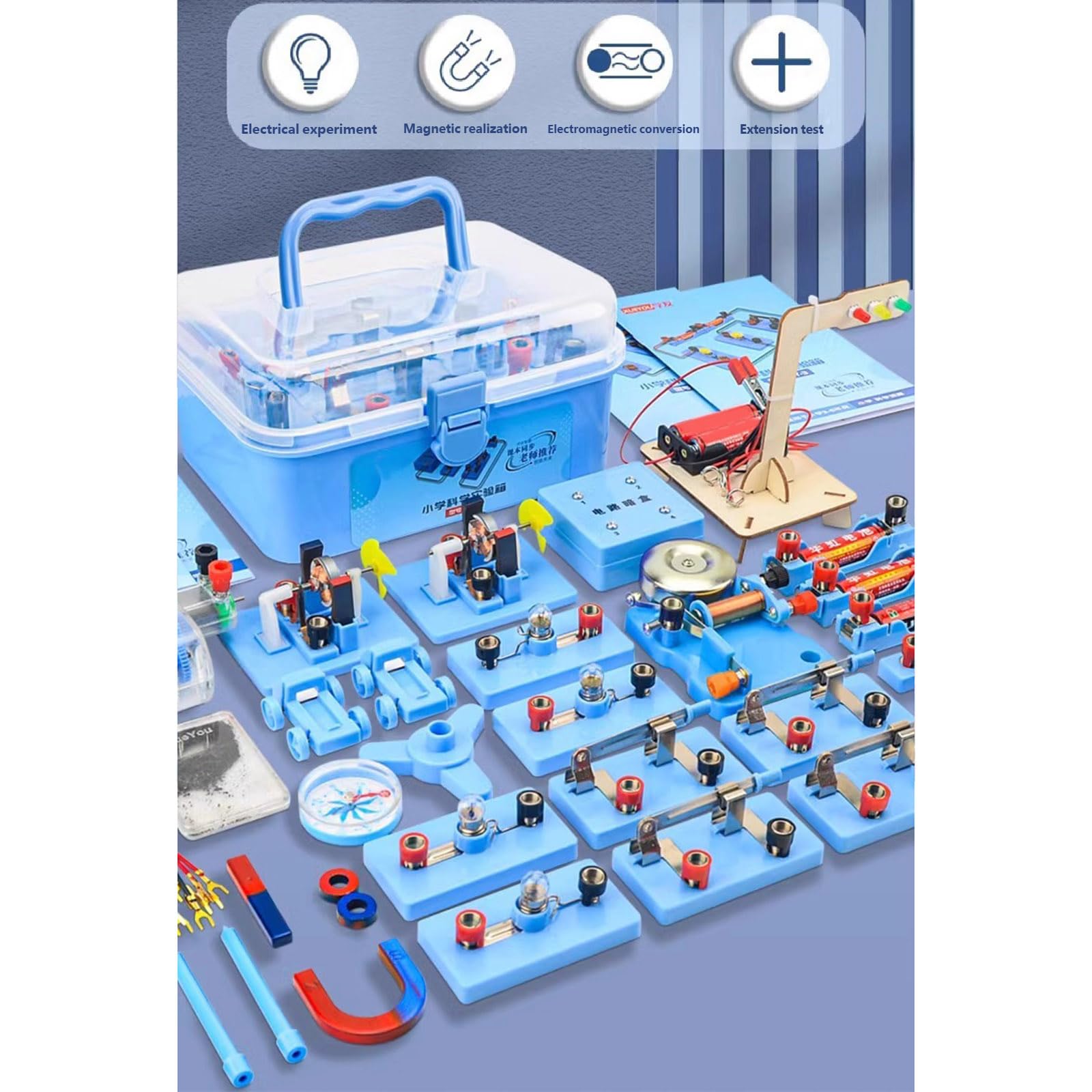 Caja de experimentos de circuito de física, montaje manual, herramienta de demostración de experimentos de electromagnetismo para proyectos de electricidad de laboratorio de ciencias