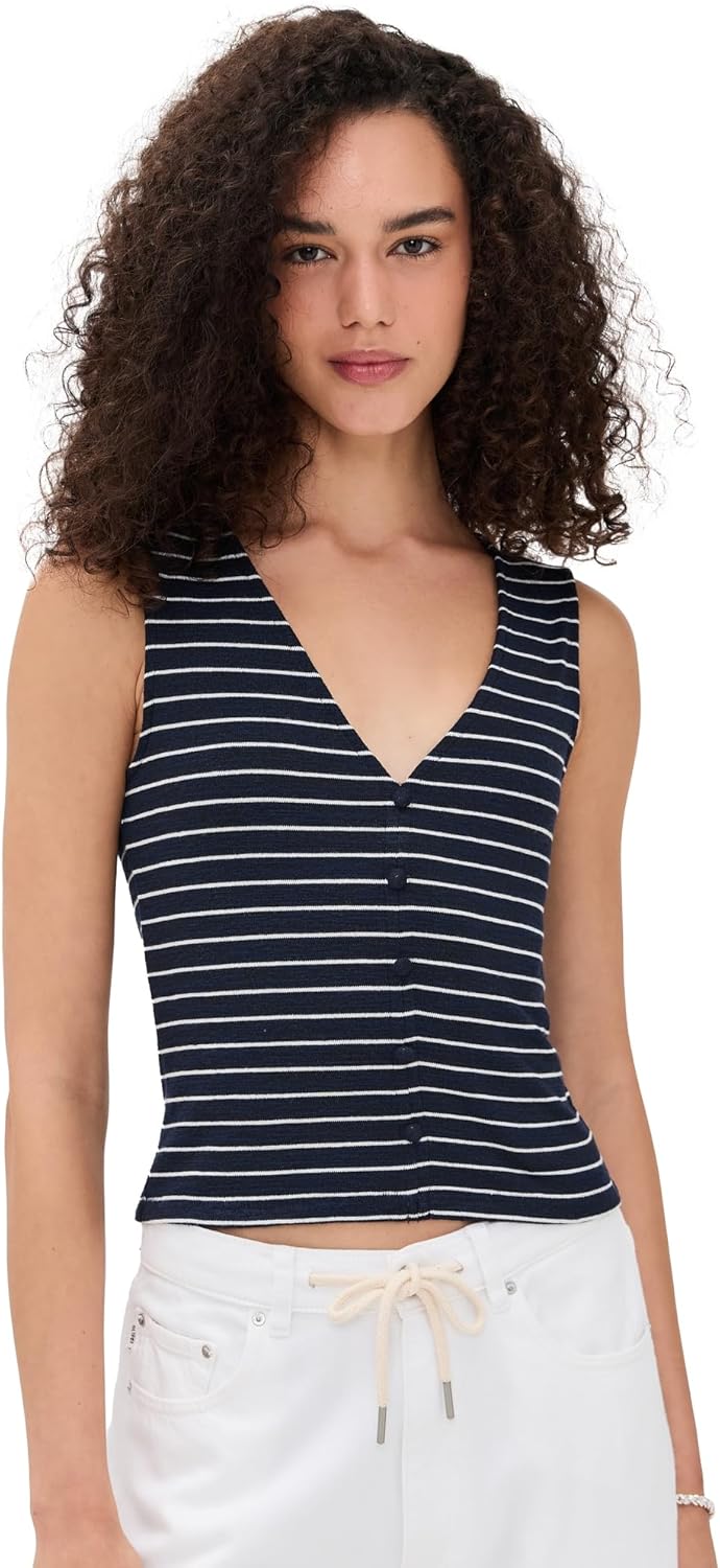 rag & bone Women's The Knit Stripe Button Up Tank