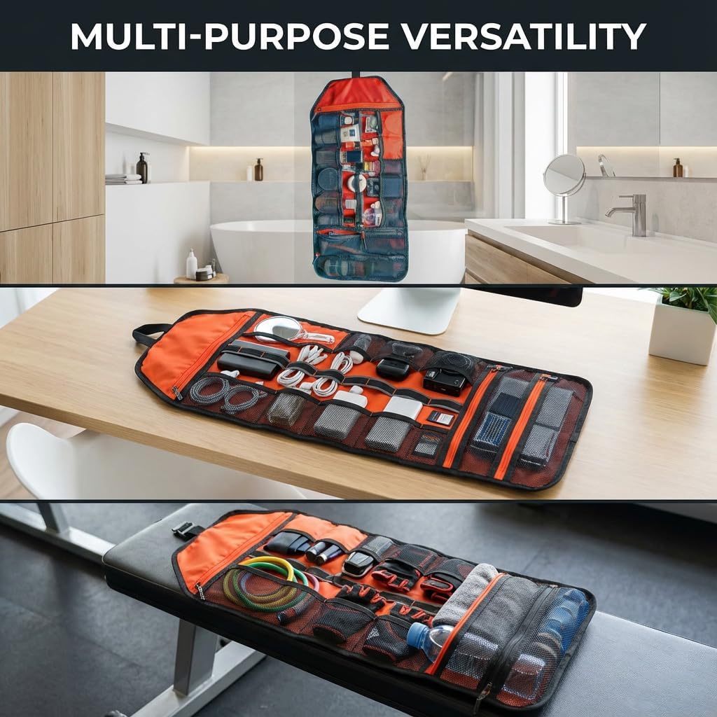 Travel Toiletry Bag for Men -Water-Resistant Compact Bathroom Roll Organizer, Water-resistant Shaving Bags for Toiletries Accessories, Door Room Essentials