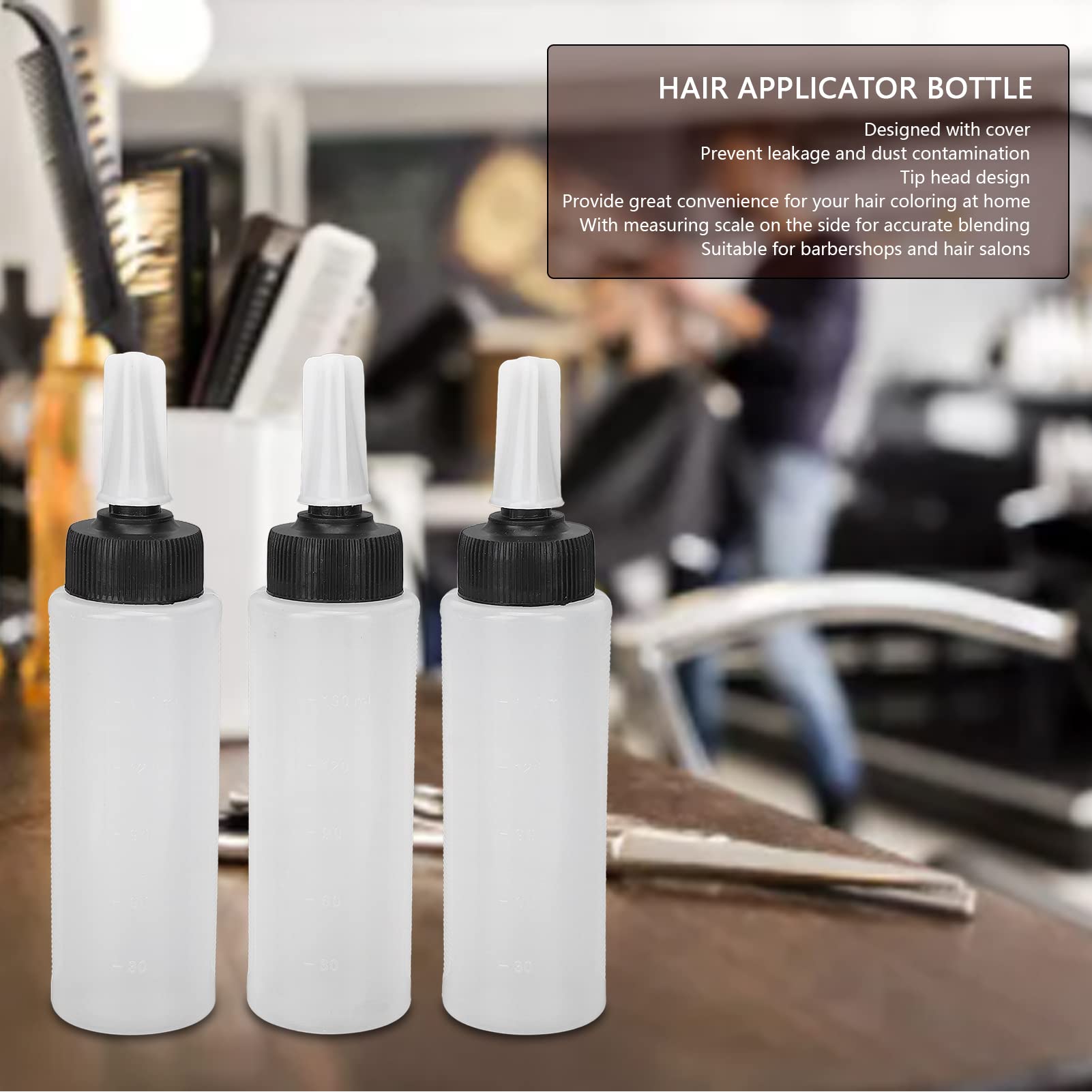 3pcs Hair Color Shampoo Applicator Bottle Refillable Hair Salon Squeeze Bottle with Cover Refillable Container for Salon and Home Use - Image 2