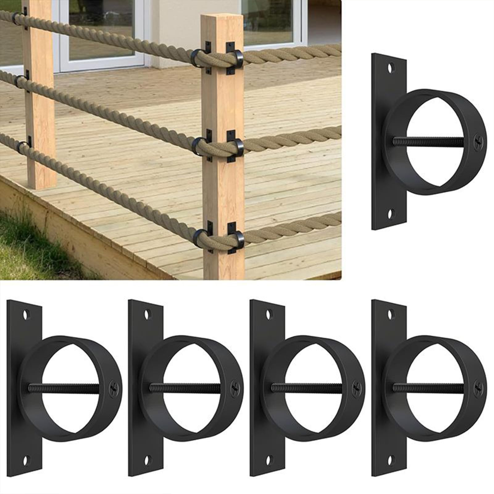 Soporte de valla de cuerda, soporte de anillo de caída, versátil colgador de montaje en pared con fácil instalación para barandillas de escaleras