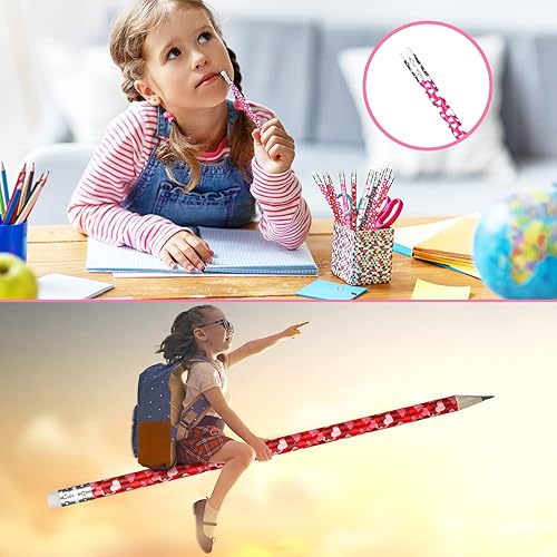 Miniatura 6 de Sinmoe 100 lápices para el día de San Valentín, lápices de corazón a granel con borrador, regalos de fiesta de San Valentín para niños, suministros