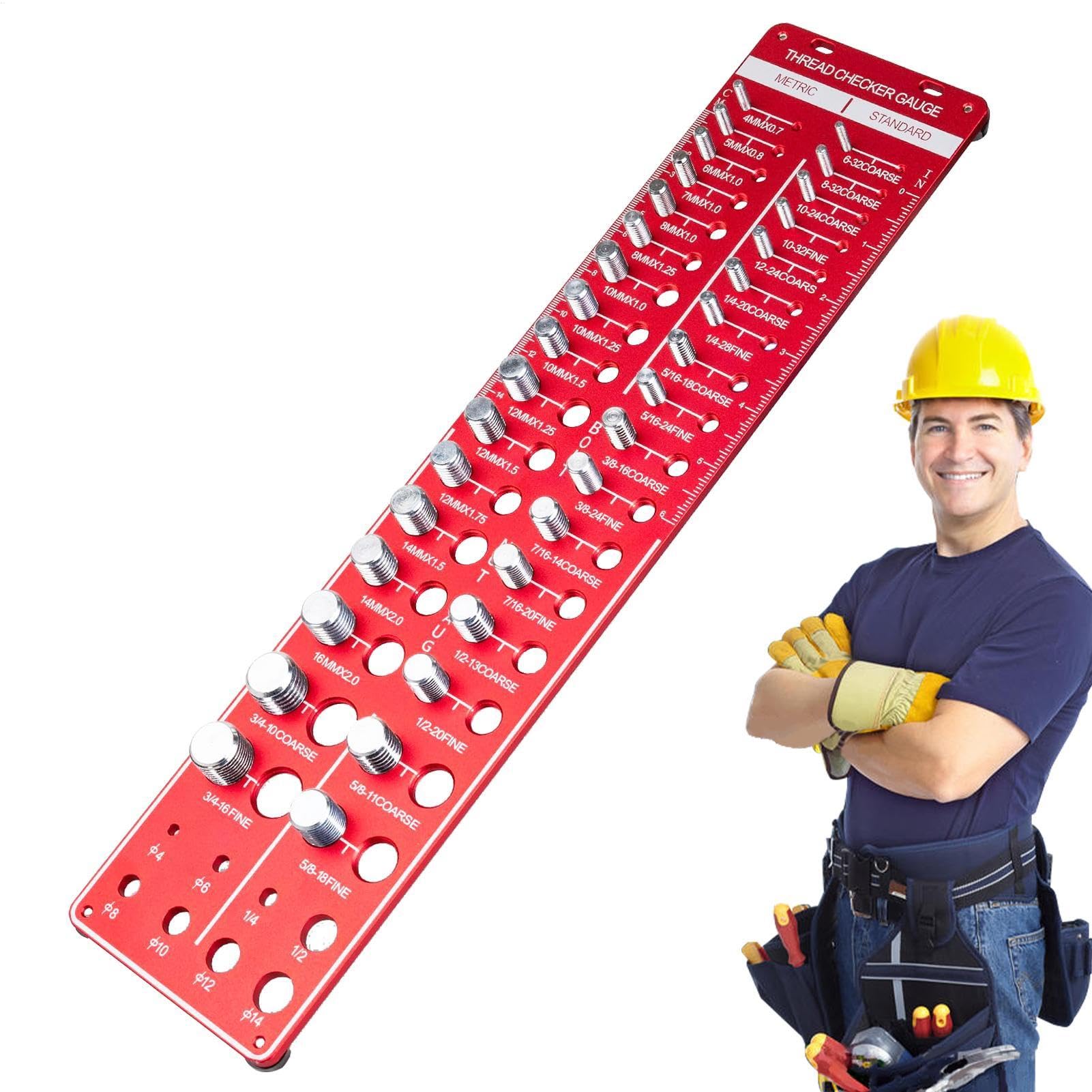 Filettimetro Misuratore Dimensioni Bulloni e Viti Resistente | Multiuso Misura, Tester Dimensioni Viti Per Manutentori, Appassionati Di Bricolage, Fai Da