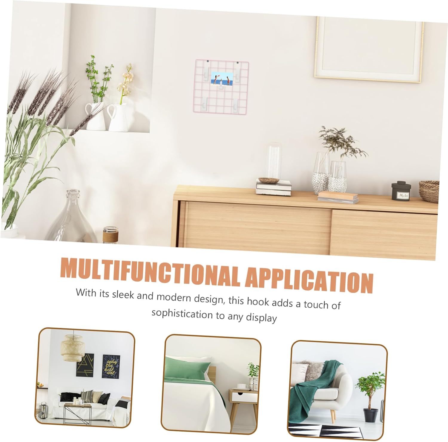 Cabilock 12pcs White Grid Wall Hooks Metal Hanging Accessories for Displaying Pictures Hats and Utility Items Wire Panels