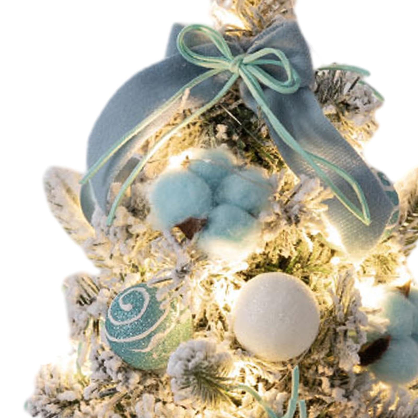Oshhni Mini-Weihnachtsbaum mit LED-Lichtern, Tisch-Weihnachtsbaumschmuck für Zuhause, Büro, Zuhause, Küche, Esstisch-Dekoration, blau 30cm