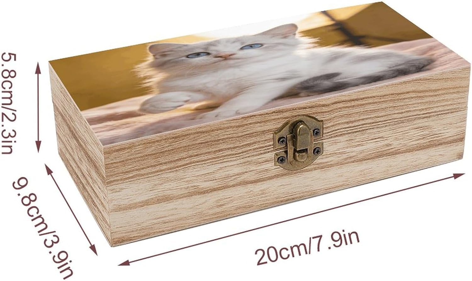 Cute Kitten Wood Box Rectangular Organizer Box image 2