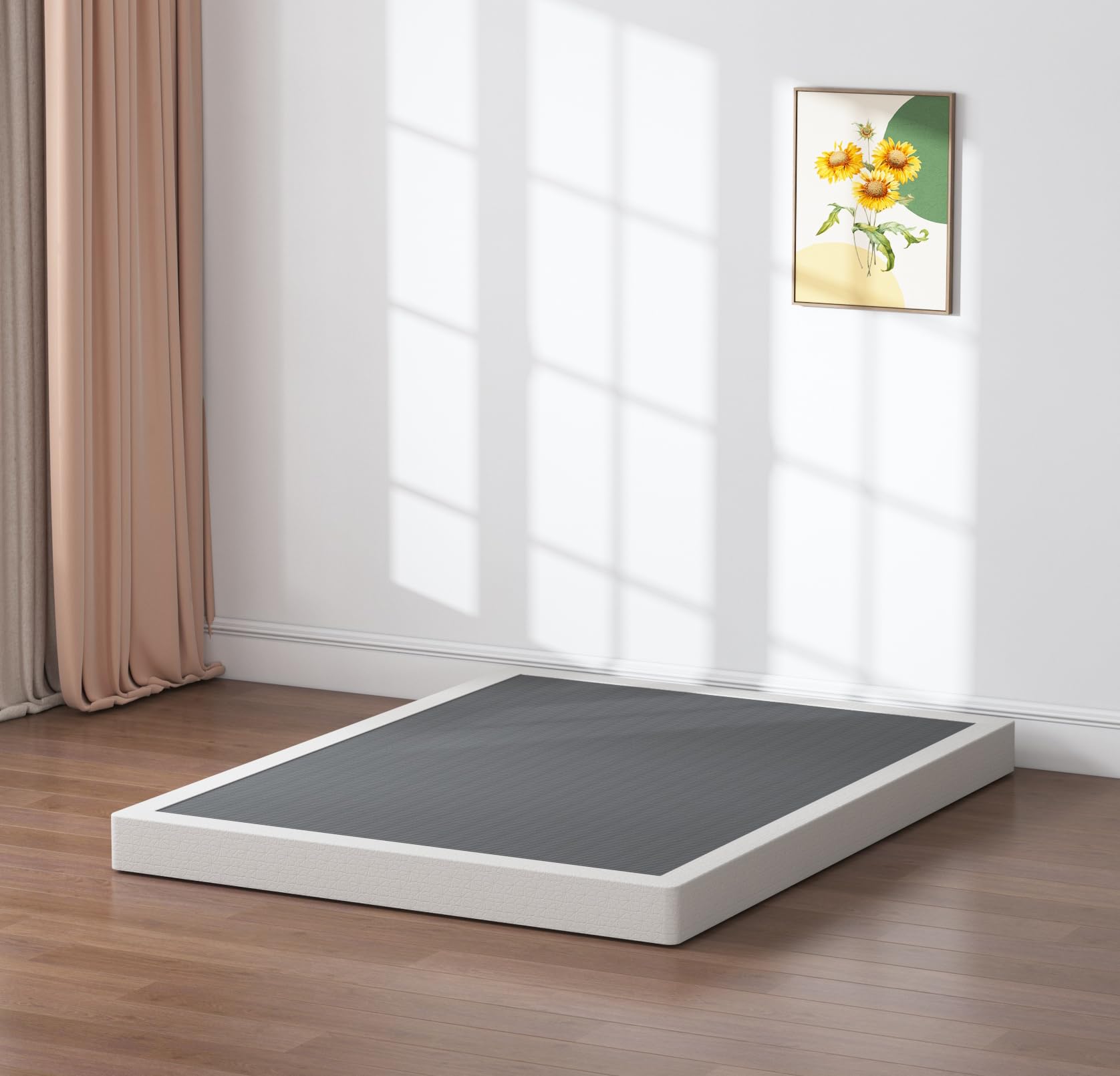 Photo 1 of SHLAND King Box Spring, 5 Inch Box Springs King Size Basics Bed Base, Mattress Foundation, Black Heavy Duty Metal Structure with Cover, Noise Free, Easy Assembly