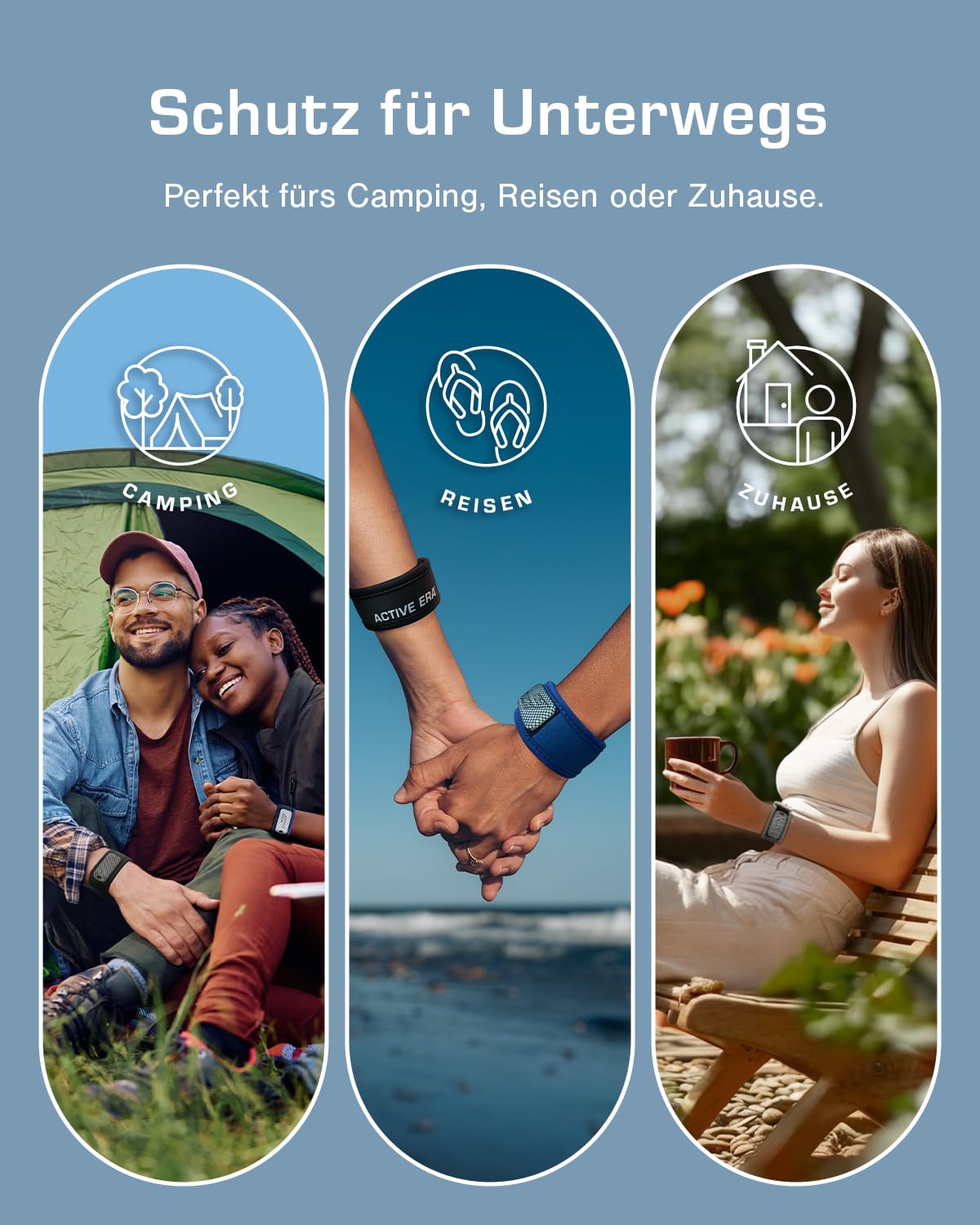 Active Era Mückenschutz Armband (4 Stk), Mückenabwehr Outdoor, Camping - Anti Mückenarmband Kinder & Erwachsene + 8 Nachfüll Tab - Nachfüllbar, Wasserfest, bis zu 80 Tage Schutz, 100% DEET frei