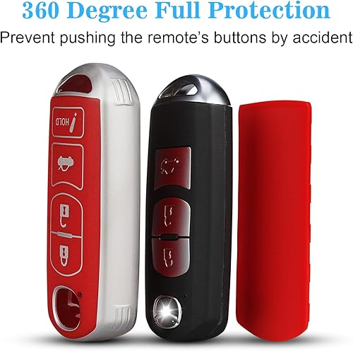 Miniatura 5 de QBUC Funda para llavero de TPU para Mazda, TPU suave de 360 grados, protector de llaves con llavero Mazda Miata CX-3 CX-4 CX-5 CX-7 CX-9 MX5 23568