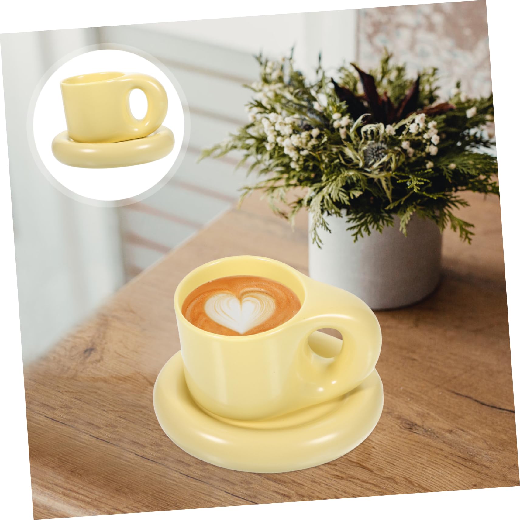 Keramik Kaffeebecher 300ml mit Untertasse, für Heiße Getränke