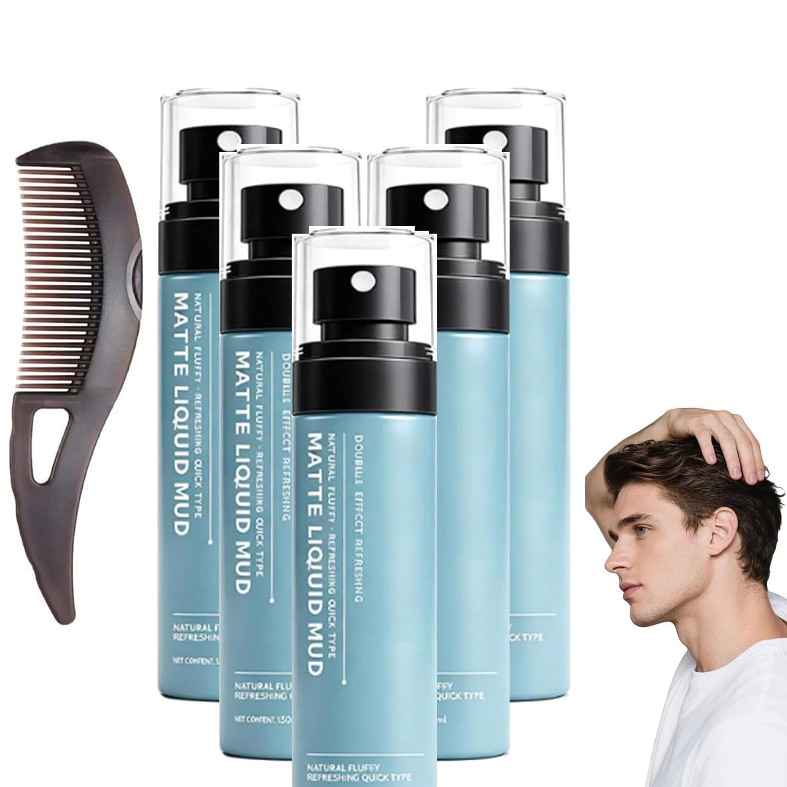 Schnell trocknendes, mattes Styling-Schlammspray für Herren, mattierter Flüssigschlamm, Haarspray für hartes Haar – extra starker Halt, Meersalz sprüht Haartexturierung, sofort flauschiges (5pcs)