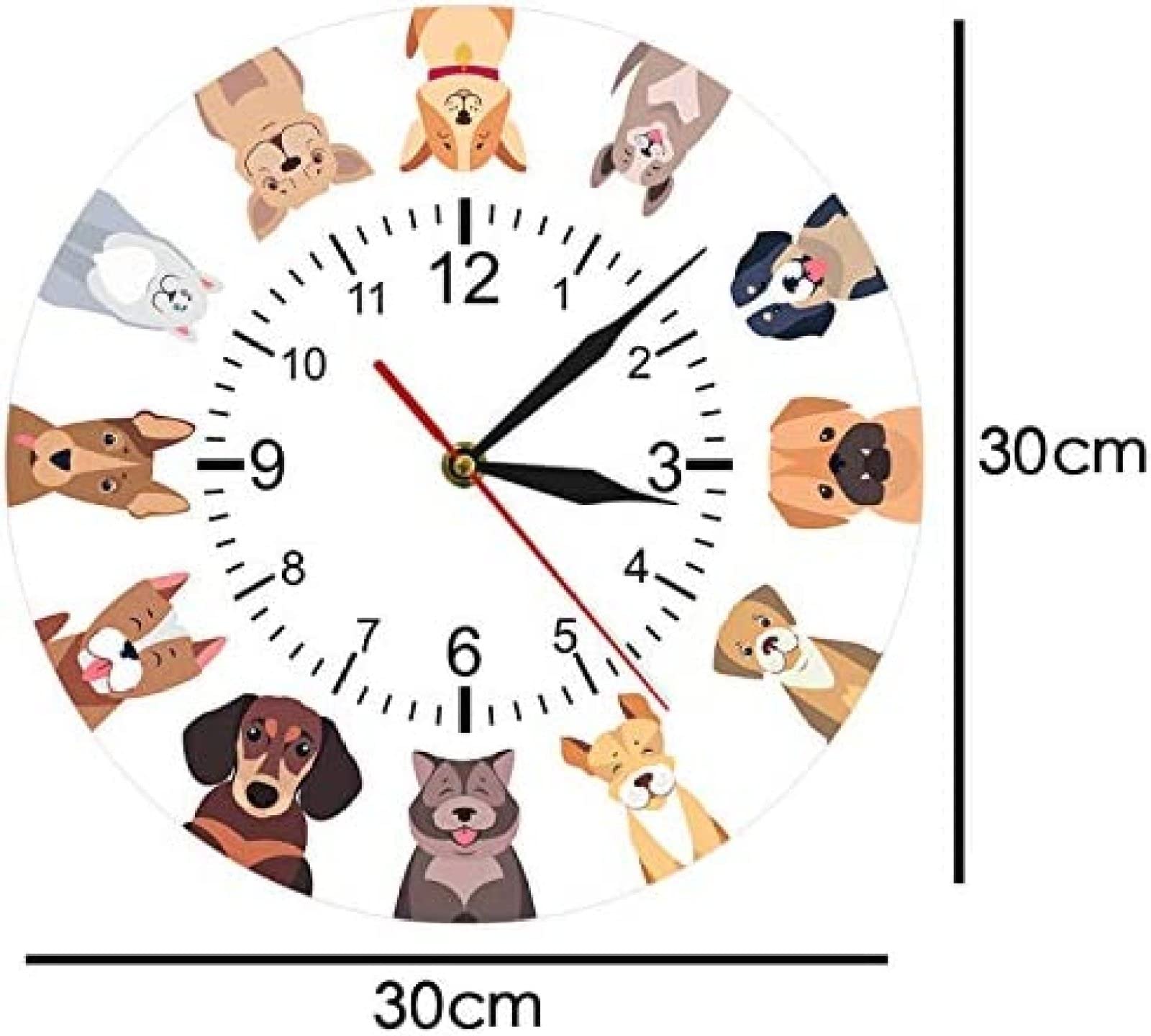 Amazon.co.jp: 壁掛け時計異なる純血種の犬漫画の壁掛け時計犬の家の
