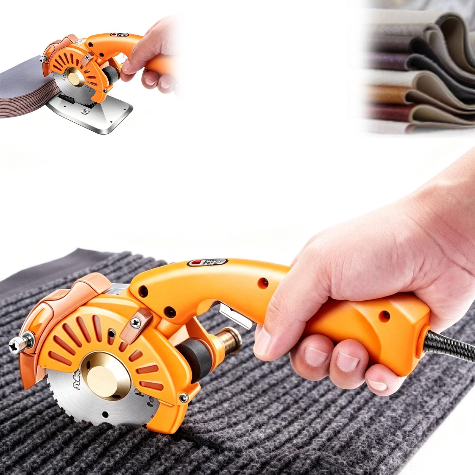 Elektrischer Drahtschneider für Stoffe, Schärfer, verstellbare Schutzabdeckung, HSS-Klinge, für Leder, Teppiche, Stoff und Pappe, 4 cm