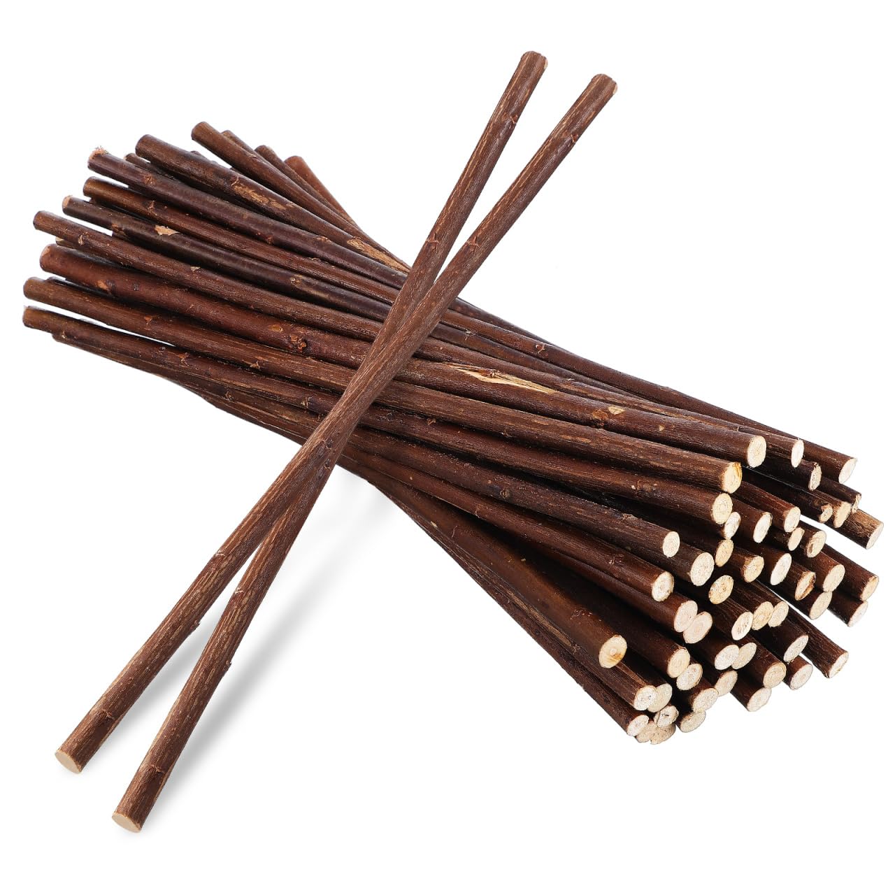 TEHAUX Wood Log Sticks 50pcs - 12 Inch Natural Craft Twigs for Crafts - 0.2 Inch Diameter Rustic Birch Branches for Wedding Decor, Photo Props & DIY Projects