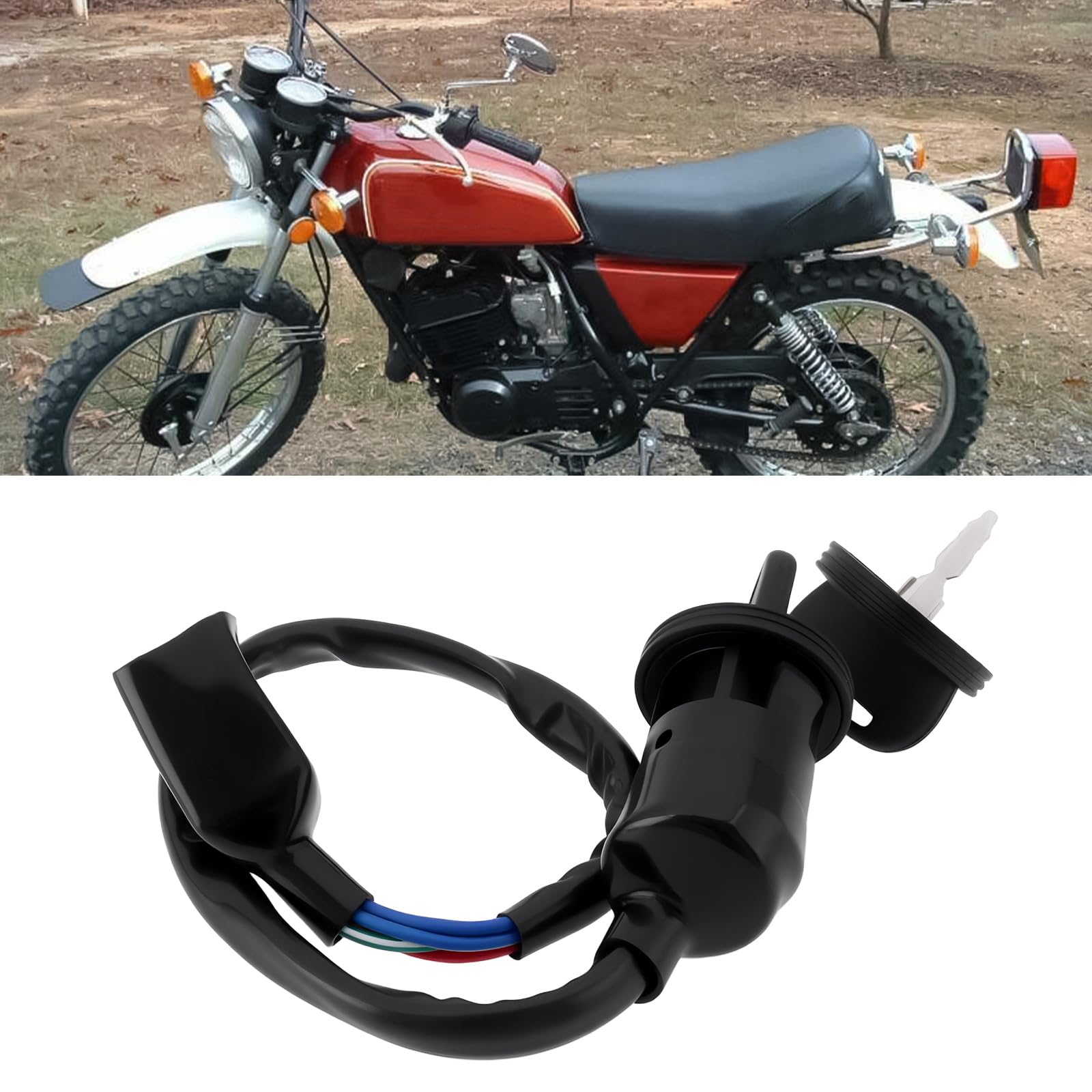 EMSea Interrupteur D'allumage 6 Broches avec Clé pour Moto (37110-03D00) Compatible avec Suzuki TS125 DR350