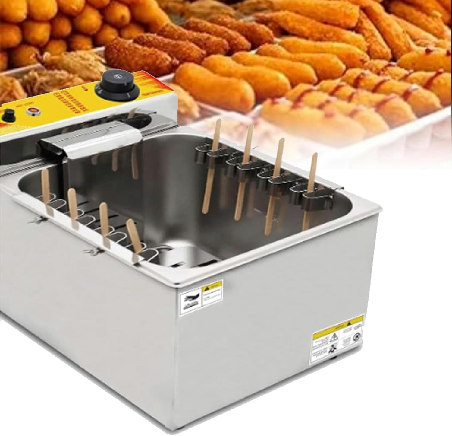 Dog Corn Frying, Hot Dogs Machine with 2500 W Cheese, Adjustable Temperature of 50-200 ℃, Electric Fryer for Restaurants, Stores, Homes, Etc ~/