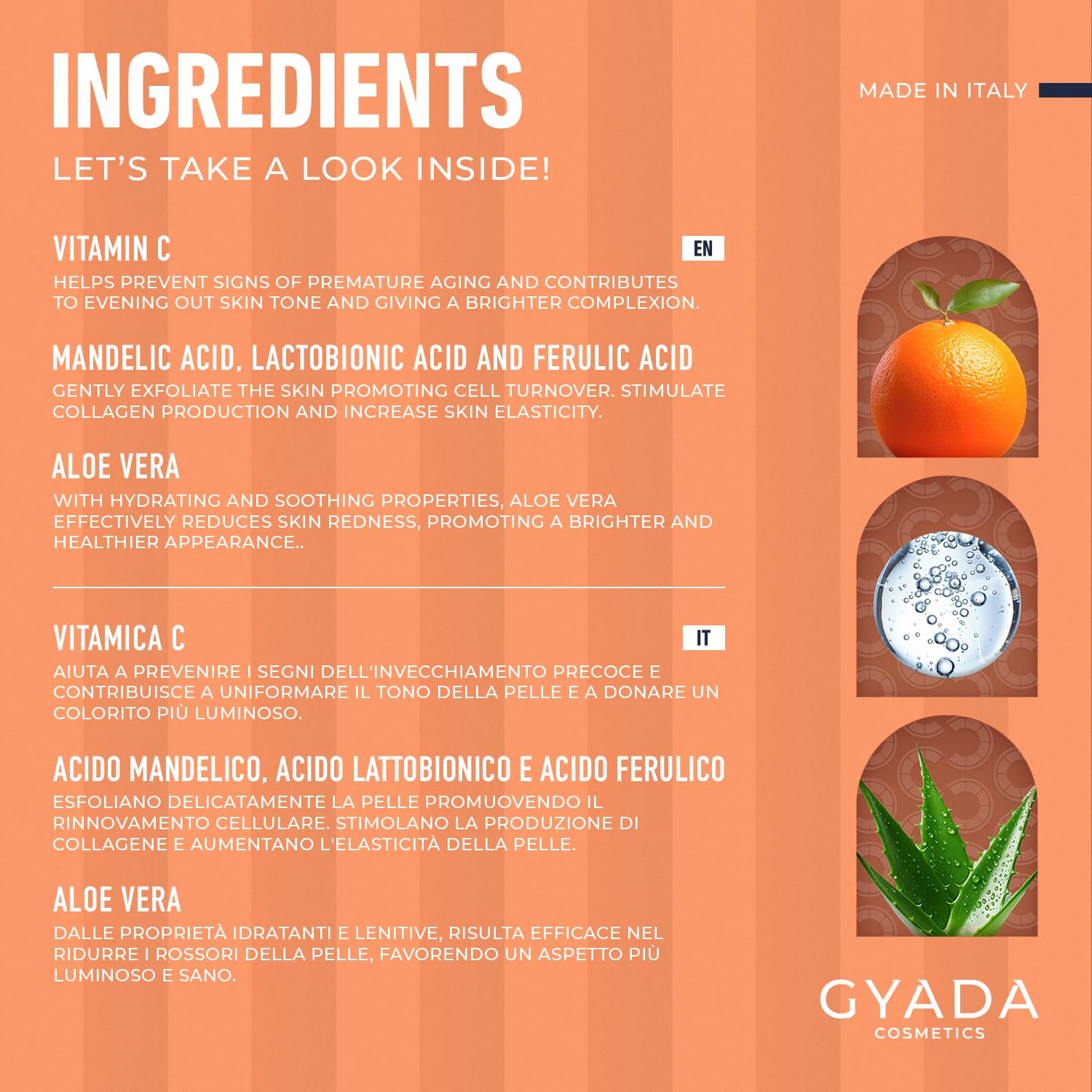 GYADA COSMETICS, Mousse Nettoyante Illuminatrice, Démaquille, Stimule le renouvellement cellulaire, Contrecarre les signes de l’âge et de l’expression, à base de Vitamine C, 150 ml
