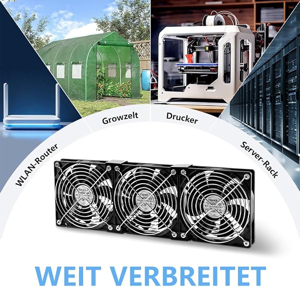 4 x 120mm Gehäuselüfter 12V PC Lüfter, Computer Lüfter mit Netzstecker & stufenlosem Drehzahlregler für PC Laptop TV Router Chassis Cabinet Server - 5