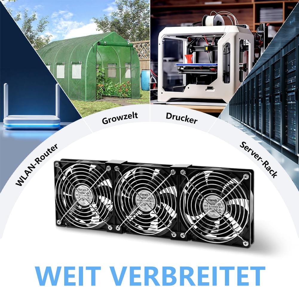 4 ventole da 120 mm per PC, 12 V, ventola per computer, con spina di alimentazione e regolatore di velocità continuo per PC, laptop, TV, router Chassis Cabinet Server