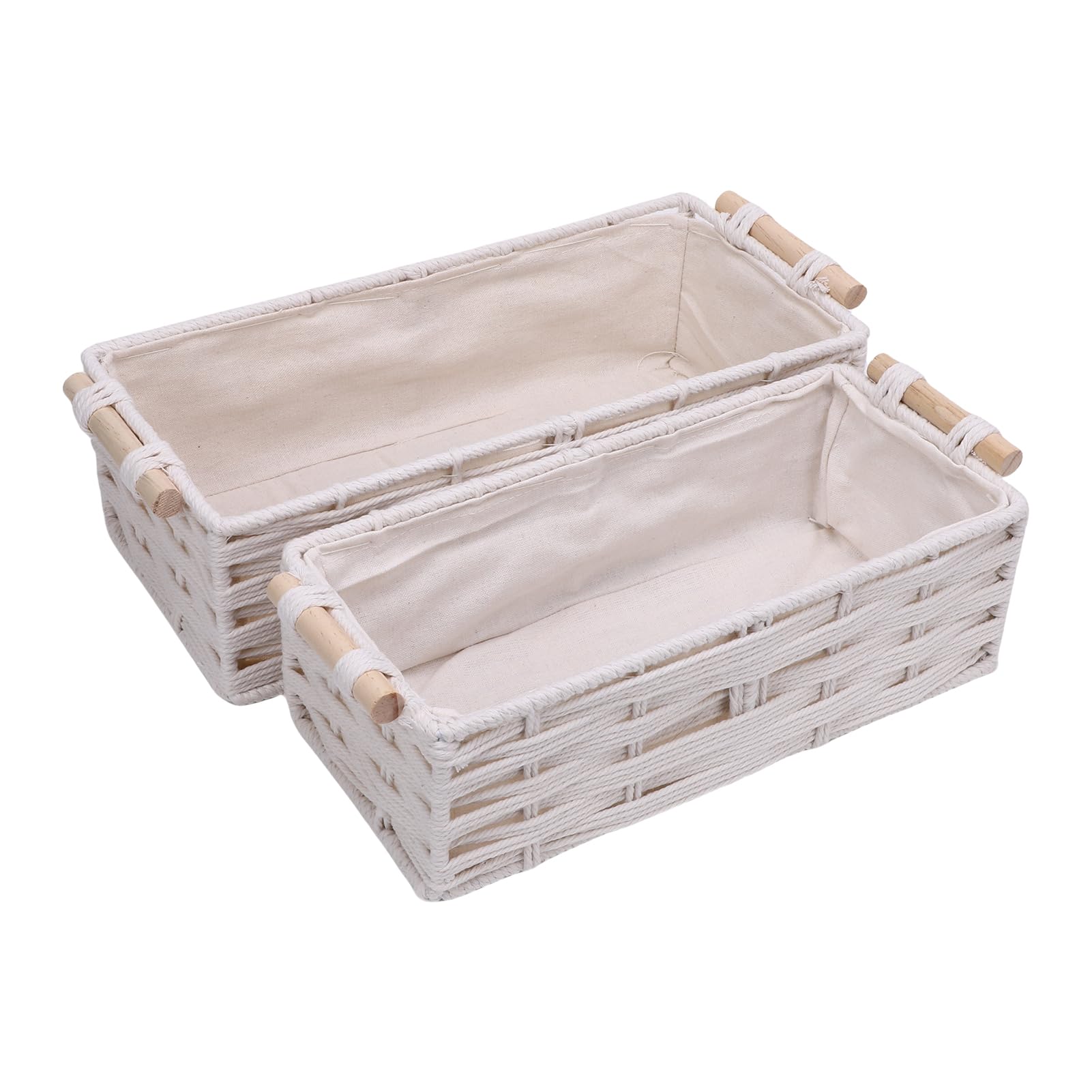 Cestas decorativas bohemias de cuerda de algodón, pack de 2 organizadores tejidos a mano