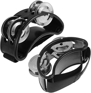 TOGEVAL 2 Piezas De Pandereta De Pie Con Correa Ajustable Para Niños Y Niñas Instrumento Musical De Juguete Color Negro