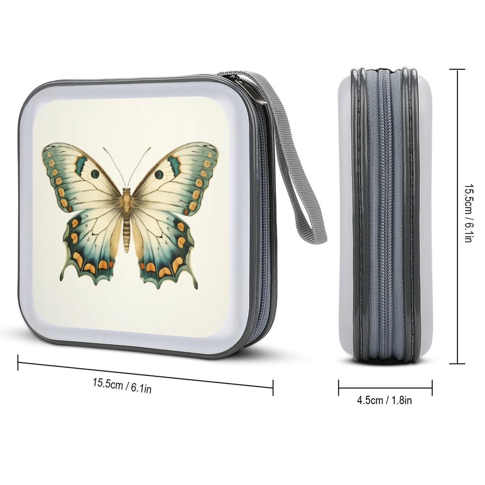 DuduYH Antique Butterfly CD Case DVD Storage Case Portable