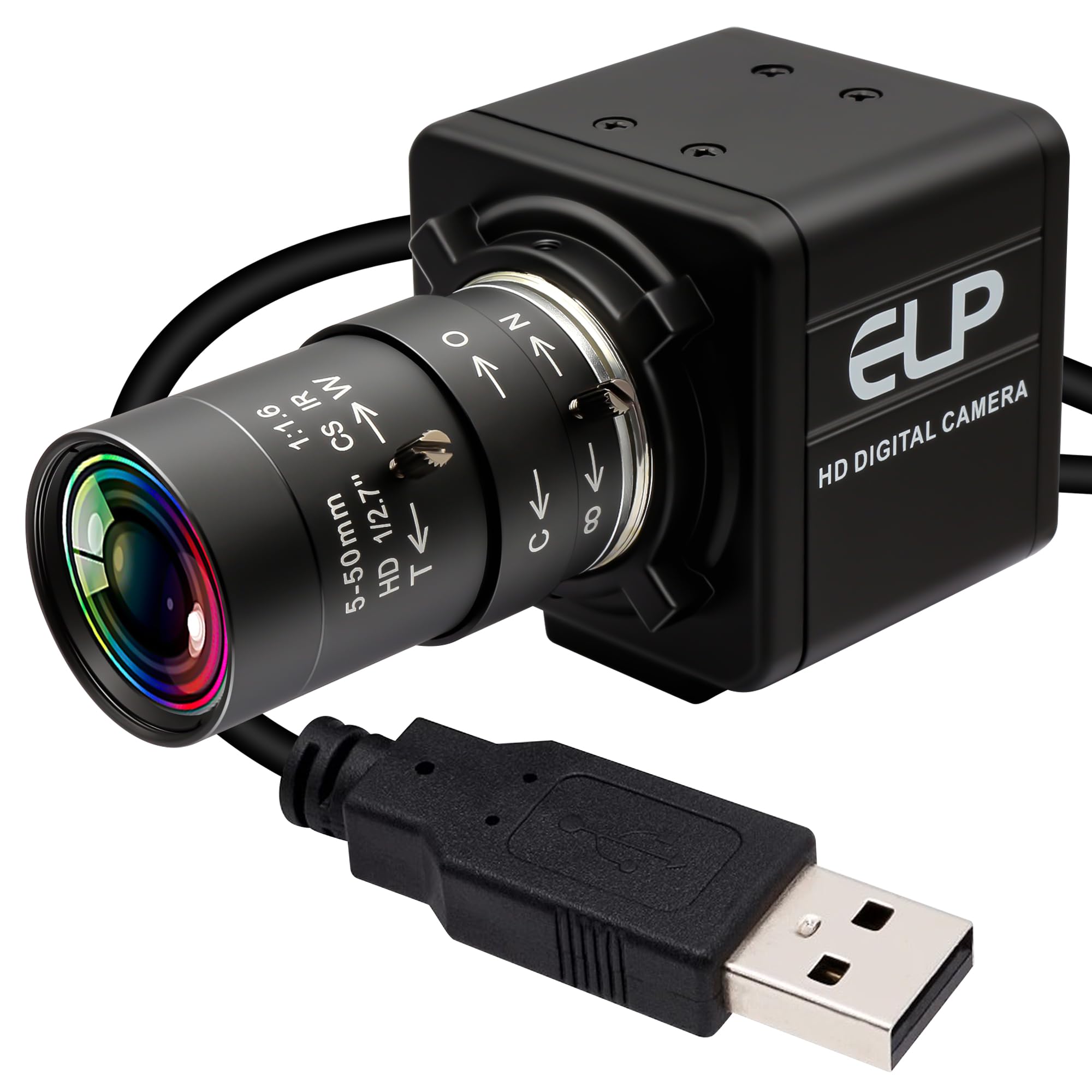 Cámara USB de 8MP Zoom Manual 4K Webcam 0.197-1.969 in Foco Variable Cámara PC para computadora Mini UVC USB2.0 Cámara web IMX317