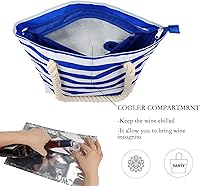 Vista 2 de Bolsa de vino con boquilla oculta, bolsa de mano para mujer, bolso grande con boquilla con 3 bolsas de vino, azul, rayas, (Dark blue stripes)