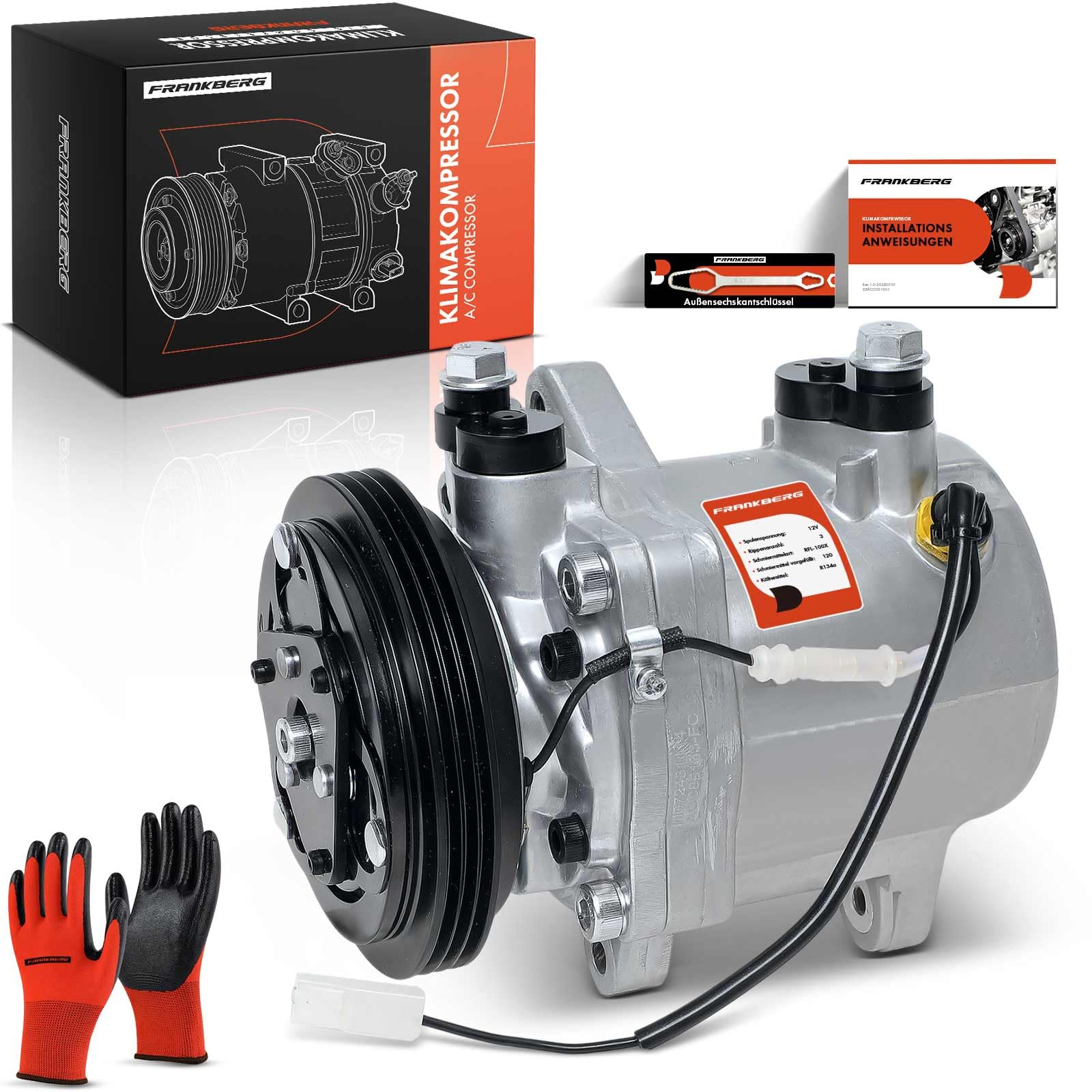 Frankberg Klimaanlagen Kompressor mit Kupplung Kompatibel mit Fortwo Cabrio 450 Fortwo Coupe 450 Cabrio 450 R.o.a.d.s.t.e.r 452 City 450 Replace# 1602300011, inkl. Öl vorbereift